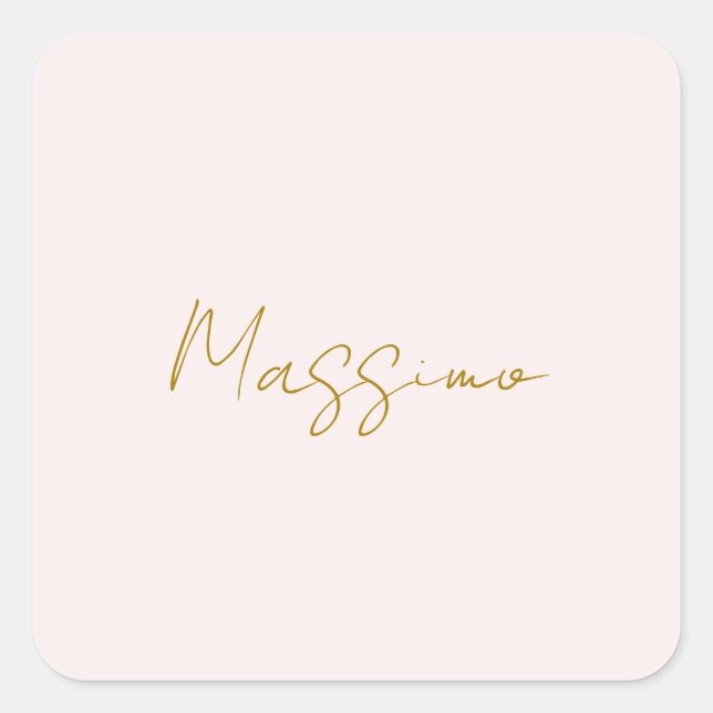 Gold & Pastel Colour Calligraphy Elegant Plain Nam Square Sticker (Front)