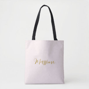 Gold & Pastel Colour Calligraphy Elegant Plain Nam Tote Bag