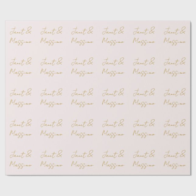 Gold & Pastel Colour Calligraphy Elegant Plain Nam Wrapping Paper (Flat)