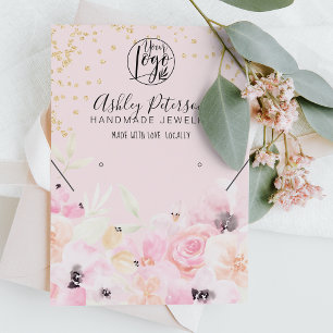 Gold pastel floral logo jewellery earring necklace business card