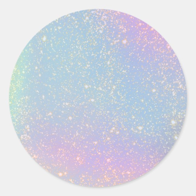 Gold Pastel Rainbow Watercolor Glitter Blank Classic Round Sticker (Front)