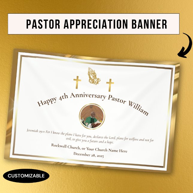 Gold Pastor Appreciation Church Anniversary Event  Banner (Creator Uploaded)