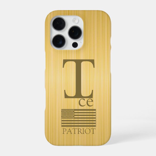 Gold Patriotic "I" Monogram Phone Case — American  (Back)