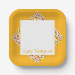 Gold Pattern Accented Square Paper Plates