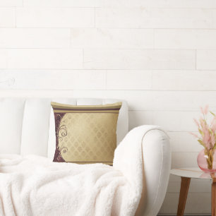 Gold Pattern and Burgungy Cushion