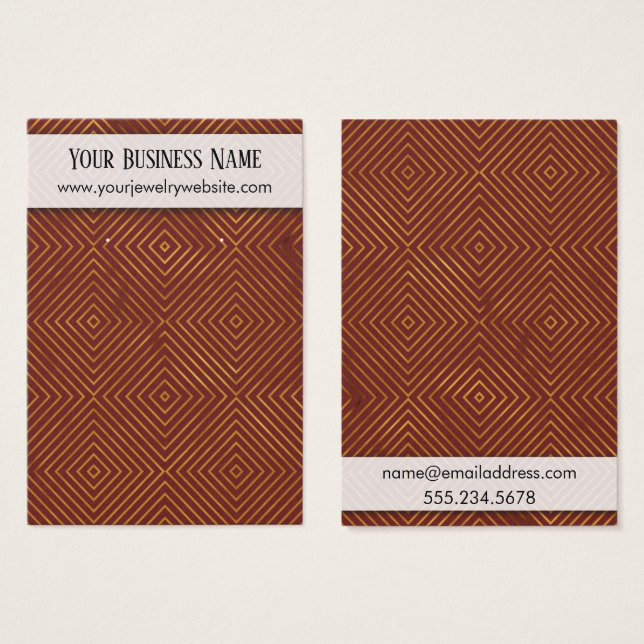 Gold Pattern Burgundy Earring Holder Display Card (Front & Back)