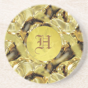 Gold Pattern Custom Monogramed Coaster