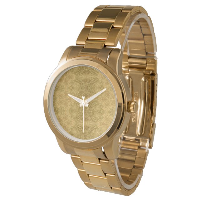 Gold pattern geometric art watch (Angled)