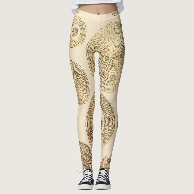 Gold pattern: shiny abstract luxury design leggings (Front)