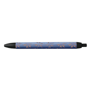 Gold Pattern Sun Burst Black Ink Pen