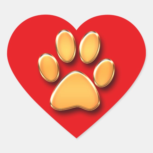 Gold Paw Heart Stickers (Front)