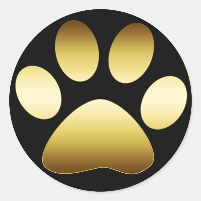 GOLD PAW PRINT CLASSIC ROUND STICKER (Front)