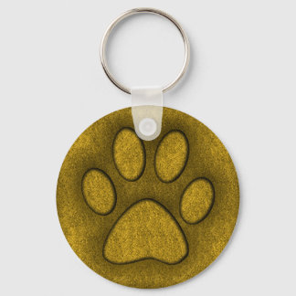 GOLD PAW PRINT KEY RING
