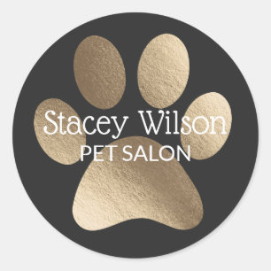 Gold Paw Print Logo On Charcoal Product Label
