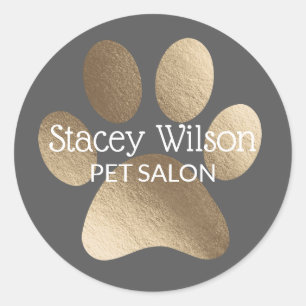 Gold Paw Print Logo On Grey Product Label