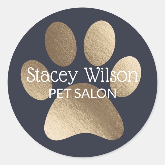 Gold Paw Print Logo On Navy Product Label (Front)