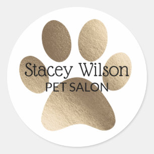 Gold Paw Print Logo On White Product Label