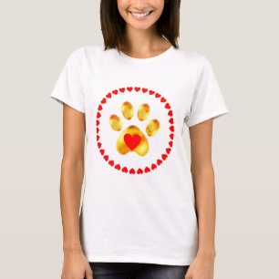 Gold Paw with hearts T-Shirt
