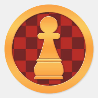 Gold Pawn Chess Piece Classic Round Sticker