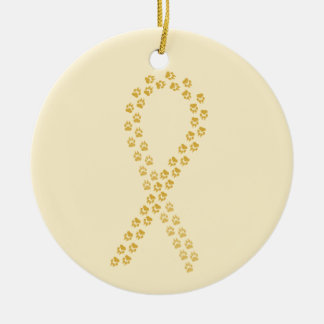 Gold Pawprint Ribbon Ceramic Tree Decoration