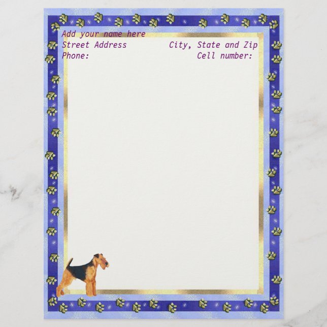 Gold Pawprints letter paper Customised Letterhead (Front)