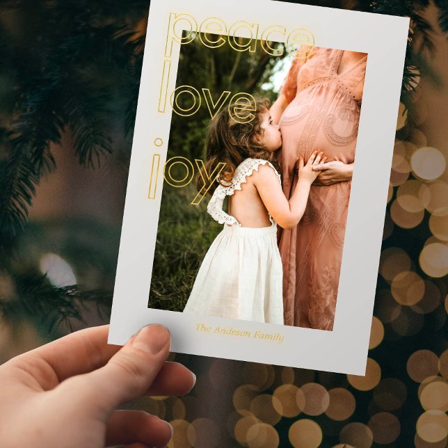 Gold Peace Love Joy Christmas Card (Creator Uploaded)