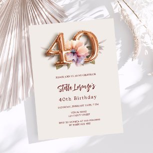 Gold peach floral beige budget 40th birthday