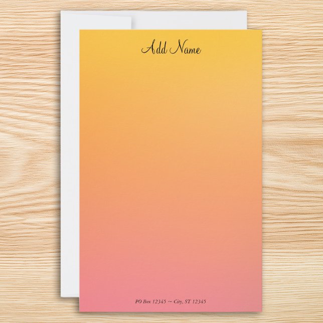 Gold Peach Ombre Personalised Stationery (Gold Peach Ombre Personalized Stationery)
