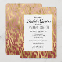 Gold Peach Red Chevron Zebra Stripes Bridal Shower