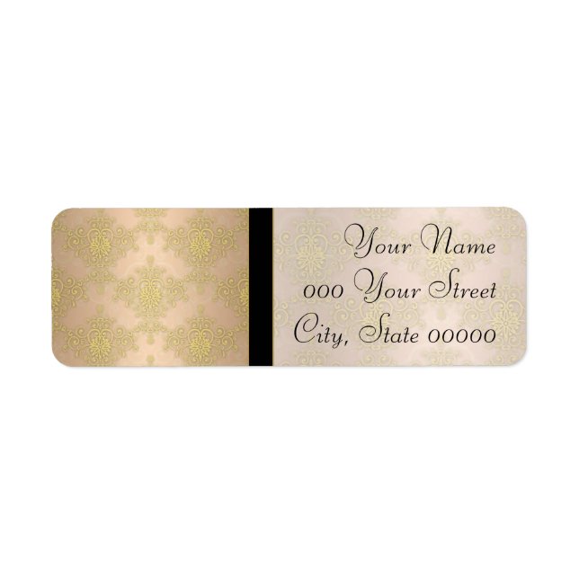 Gold Peachy Pink Damask Wedding (Front)