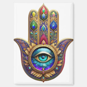 Gold Peacock Colours Hamsa Green Sapphire Third Ey Magnet