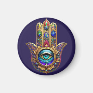 Gold Peacock Colours Hamsa Green Sapphire Third Ey Magnet