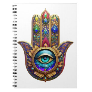Gold Peacock Colours Hamsa Green Sapphire Third Ey Notebook