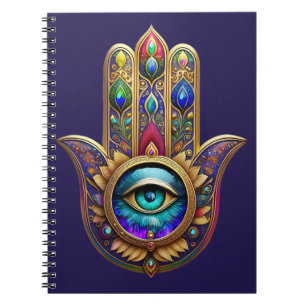 Gold Peacock Colours Hamsa Green Sapphire Third Ey Notebook