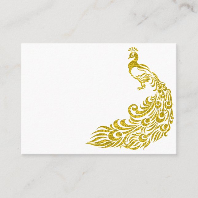 Gold Peacock Custom Blank Table Place Cards (Front)