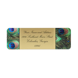 Gold Peacock Feather Elegant Address Label