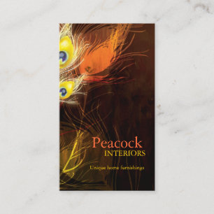Gold Peacock Feather Interior Design Business Card