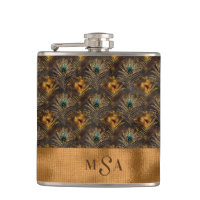 Gold Peacock Feather Monogram Elegant Personalised
