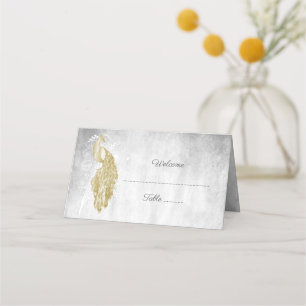 Gold Peacock Reception Place Card