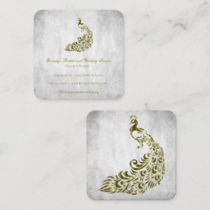 Gold Peacock Wedding and Bridal Services Square Business Card