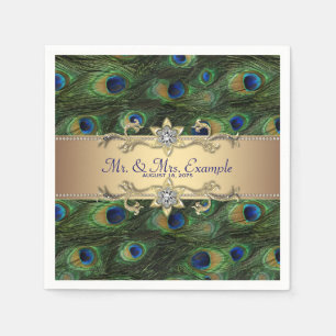 Gold Peacock Wedding Napkin