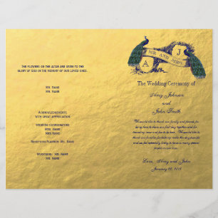 Gold Peacock Wedding Program