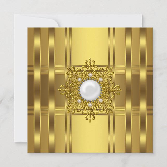 Gold Pearl All Occasion Party Invitation (Front)