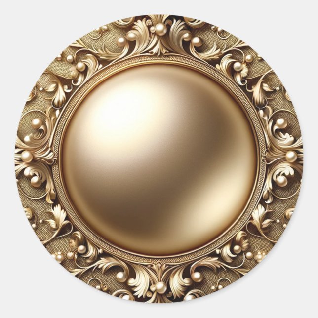 Gold Pearl Blank Template Classic Round Sticker (Front)