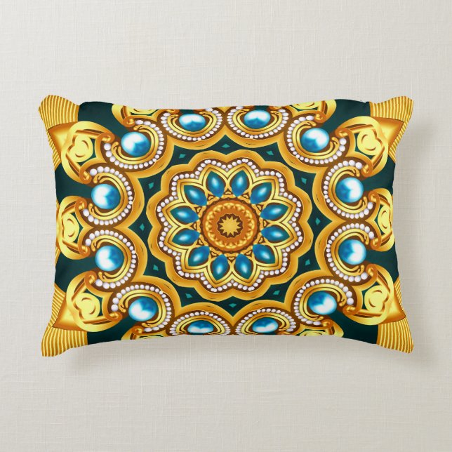 Gold Pearl Decorative Frame Illustration Cushion (Front)