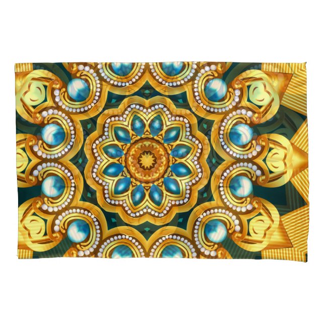 Gold Pearl Decorative Frame Illustration Pillowcase (Front)