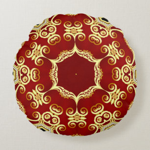 Gold pearl: decorative frame illustration. round cushion