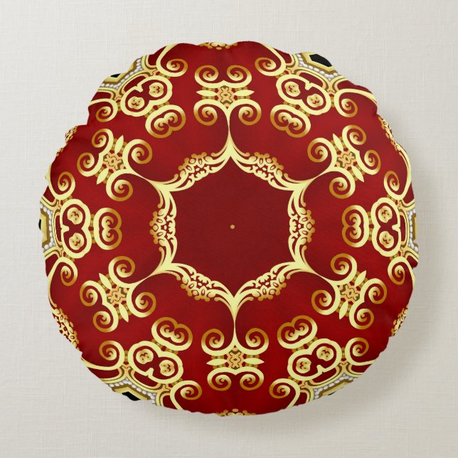 Gold pearl: decorative frame illustration. round cushion (Front)