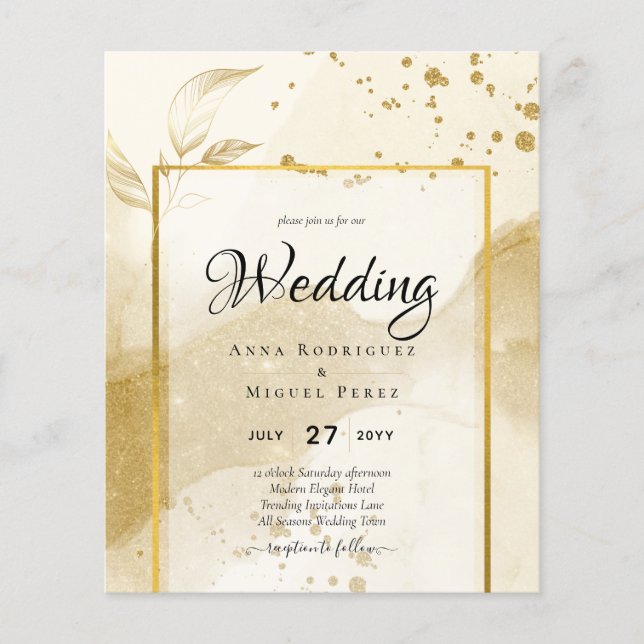 Gold Pearl WEDDING Alcohol INK Abstract LeahG Flyer (Front)