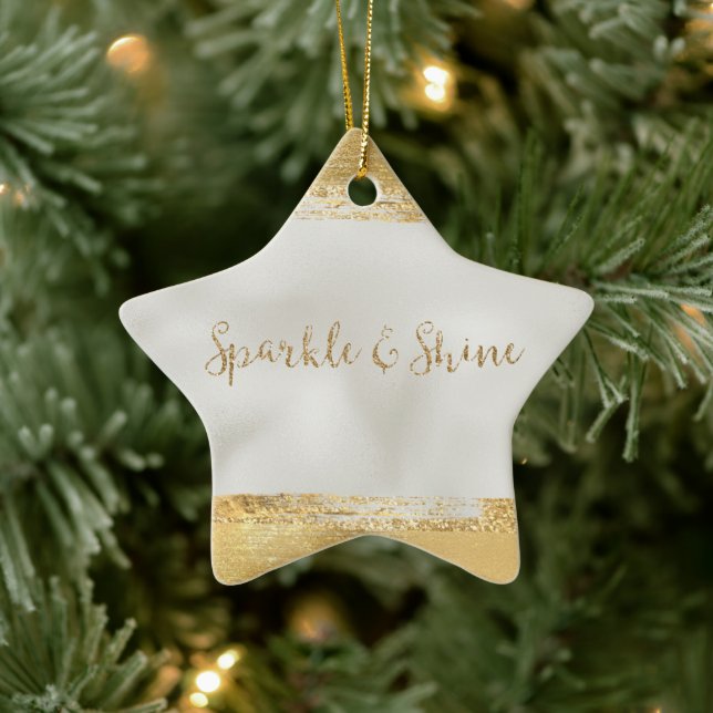 Gold Pearl White Sparkle    Ceramic Tree Decoration (Tree)